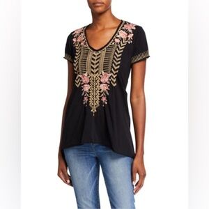Johnny Was Rianne Embroidered Boho Drape Shirt